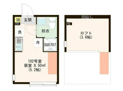 HALEOLI AOTO(ワンルーム/1階)の間取り写真