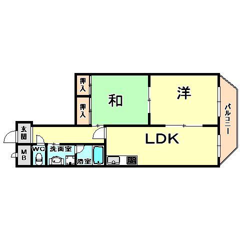 イソダマンション(2LDK/2階)の間取り写真