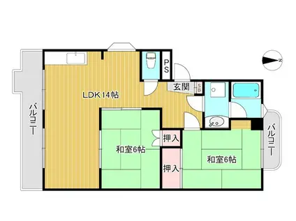 シャルム80(2LDK/3階)の間取り写真