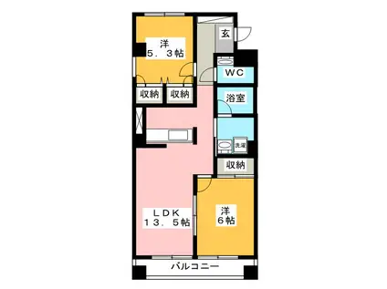 フォンテーヌI(2LDK/3階)の間取り写真