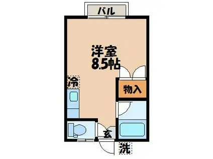 エステートハイツ出雲(ワンルーム/2階)の間取り写真