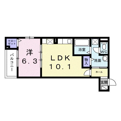 モンテリザイア紀和(1LDK/3階)の間取り写真