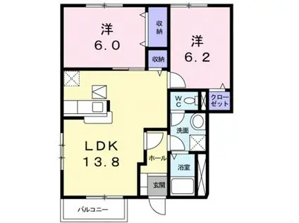 サンガーデン A(2LDK/1階)の間取り写真