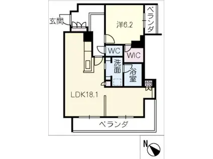 フェリスエスパシオ(1LDK/3階)の間取り写真