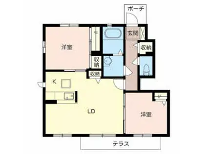 シャーメゾン下津野(2LDK/1階)の間取り写真