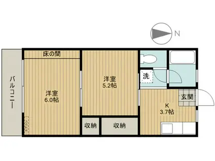 パールハイム(2K/1階)の間取り写真