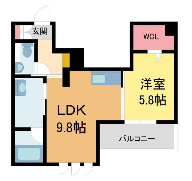 THE TERRACE 西宮北口(1LDK/3階)の間取り写真