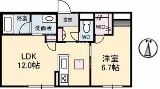 グレースヴィラ西崎(1LDK/1階)の間取り写真