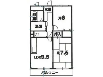 コーポ木内(2LDK/1階)の間取り写真