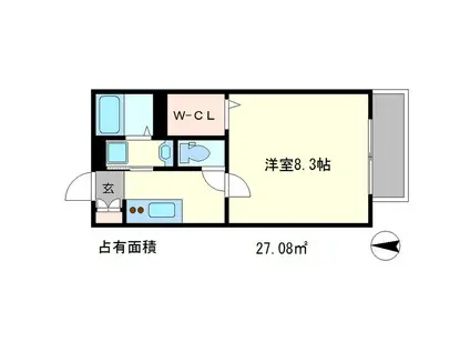 叡山電鉄鞍馬線 岩倉駅(京都) 徒歩14分 2階建 築15年(1K/2階)の間取り写真