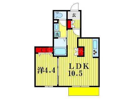 東武野田線 初石駅 徒歩5分 2階建 築3年(1LDK/1階)の間取り写真
