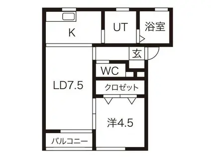 リジエールF棟(1LDK/2階)の間取り写真