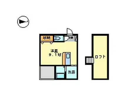 ウィン荒子(1K/1階)の間取り写真