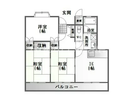 サニーテラス(3DK/2階)の間取り写真