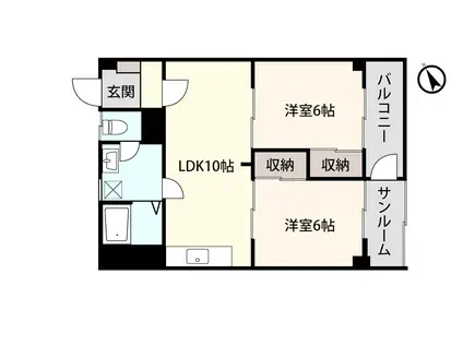 アシスト第5金沢マンション(2LDK/4階)の間取り写真