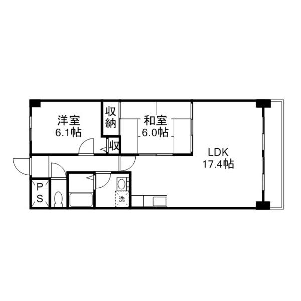 アドニス吉田(2LDK/4階)の間取り写真