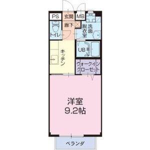 プランドールB棟(1K/2階)の間取り写真