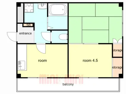 パルコート甲子園口(2DK/2階)の間取り写真