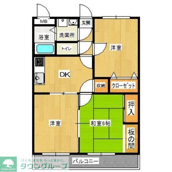 ファミーユ寿(3DK/1階)の間取り写真