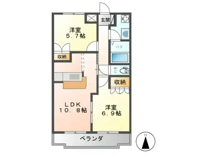 サンクチュアリ III(2LDK/1階)の間取り写真
