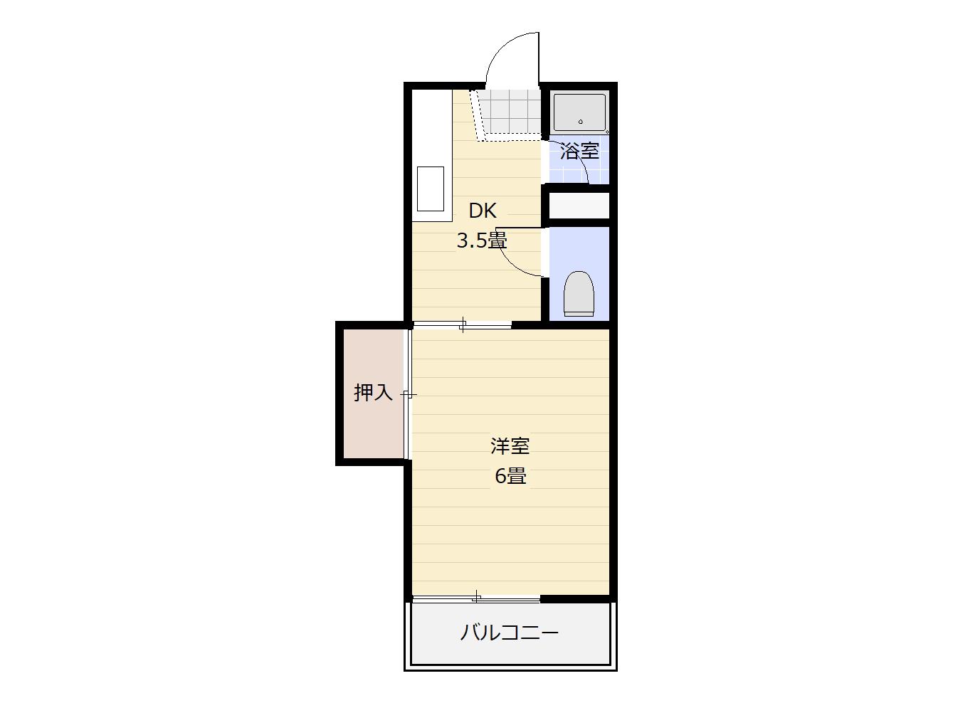アルス極楽C(1K/1階)の間取り写真