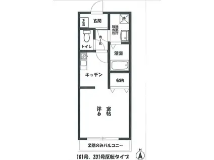ルテ・ブラン(ワンルーム/1階)の間取り写真