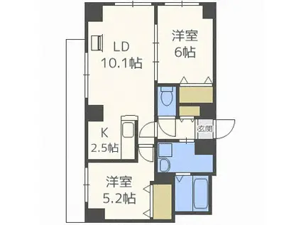 ドルチェ山鼻(2LDK/4階)の間取り写真