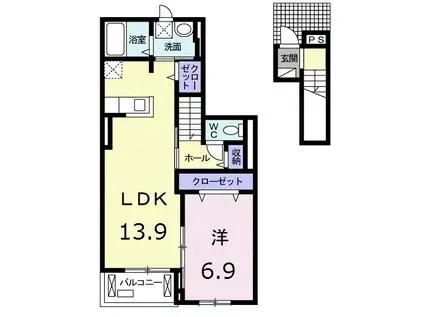 アルコバレーニIII(1LDK/2階)の間取り写真