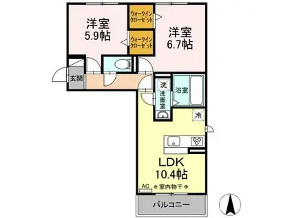 LE CIEL(2LDK/3階)の間取り写真