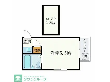 グリーンハイツ 上尾(ワンルーム/2階)の間取り写真