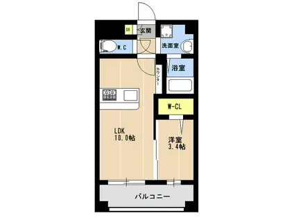 KL東比恵(1LDK/2階)の間取り写真
