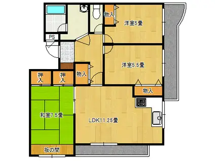 アネックスOSAWA(3LDK/5階)の間取り写真