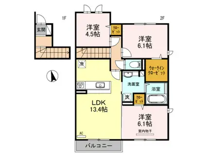 アルブル(3LDK/2階)の間取り写真