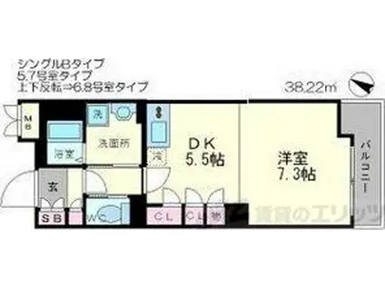 レジデンス桃山台(1DK/2階)の間取り写真