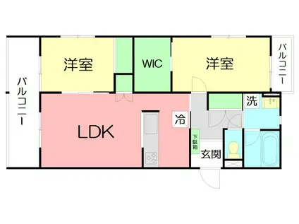 ソルヴィータ天王山II(2LDK/3階)の間取り写真
