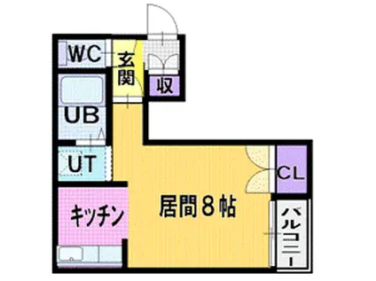 グランドールひばりヶ丘(1K/3階)の間取り写真