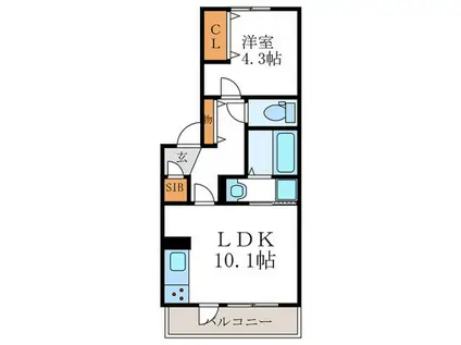 アドラブール(1LDK/1階)の間取り写真