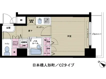 フェニックス日本橋人形町(1K/4階)の間取り写真