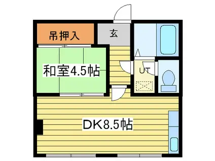 元町明和ビル(1DK/3階)の間取り写真