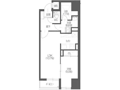 アリオール一番町(1LDK/8階)の間取り写真