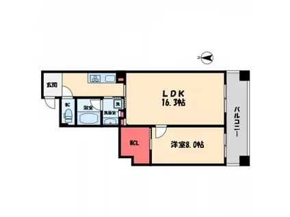 BRAVI南船場(1LDK/3階)の間取り写真