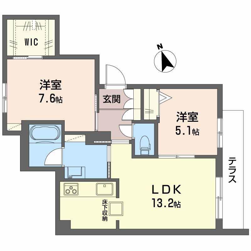 ラ メゾン 大門(2LDK/1階)の間取り写真