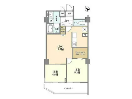 ミリアレジデンス中野弥生町(2LDK/2階)の間取り写真