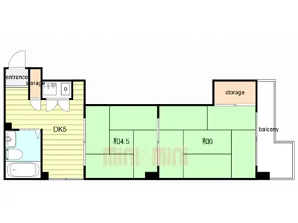 サンロイヤル王子(2DK/3階)の間取り写真