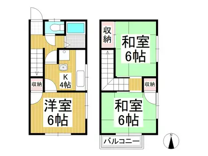 カイホァーサンビエン(3K/1階)の間取り写真