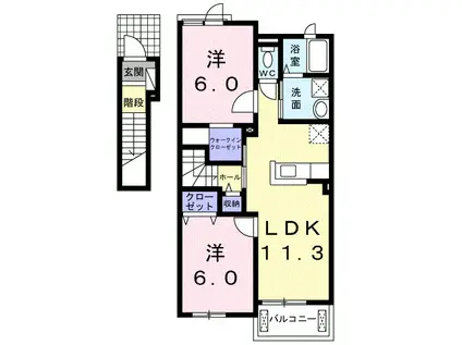 ロゼオビータ 2LDKTW(2LDK/2階)の間取り写真