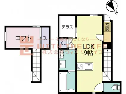 PALETTE(ワンルーム/2階)の間取り写真