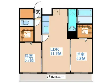 AZUR IV(2LDK/2階)の間取り写真