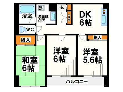 メイングリーン小川(3DK/2階)の間取り写真