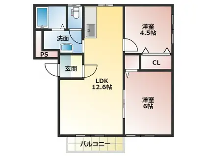 ピュアライフ17(2LDK/3階)の間取り写真